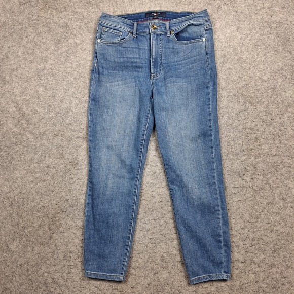 Tommy‎ Hilfiger Tribeca Skinny Jeans Womens 8 (30x25) Blue Whiskered Medium Wash - Picture 1 of 10